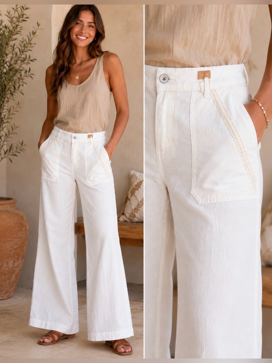 Anthropologie Pants - Anthropologie Pilcro No 12 Cream Boot Cut Linen Pants